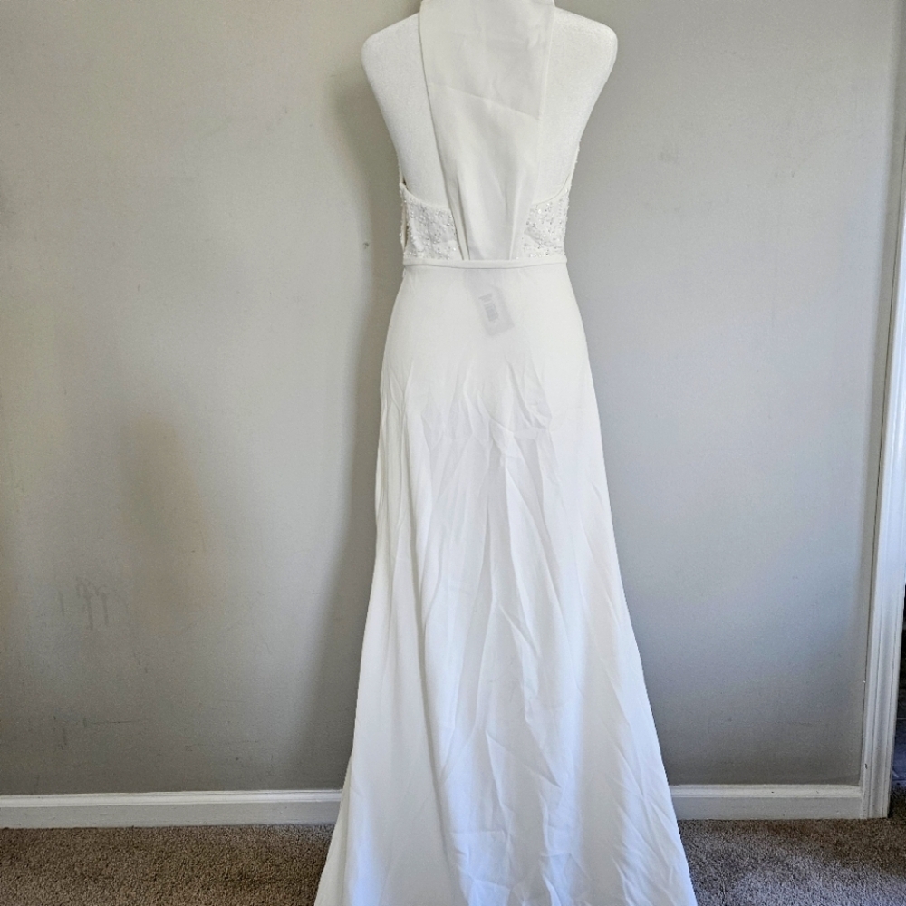Sachin & Babi "Gabriella" Embellished Plunge V-Neck Crepe Bridal Gown Size 0 - Picture 10 of 16